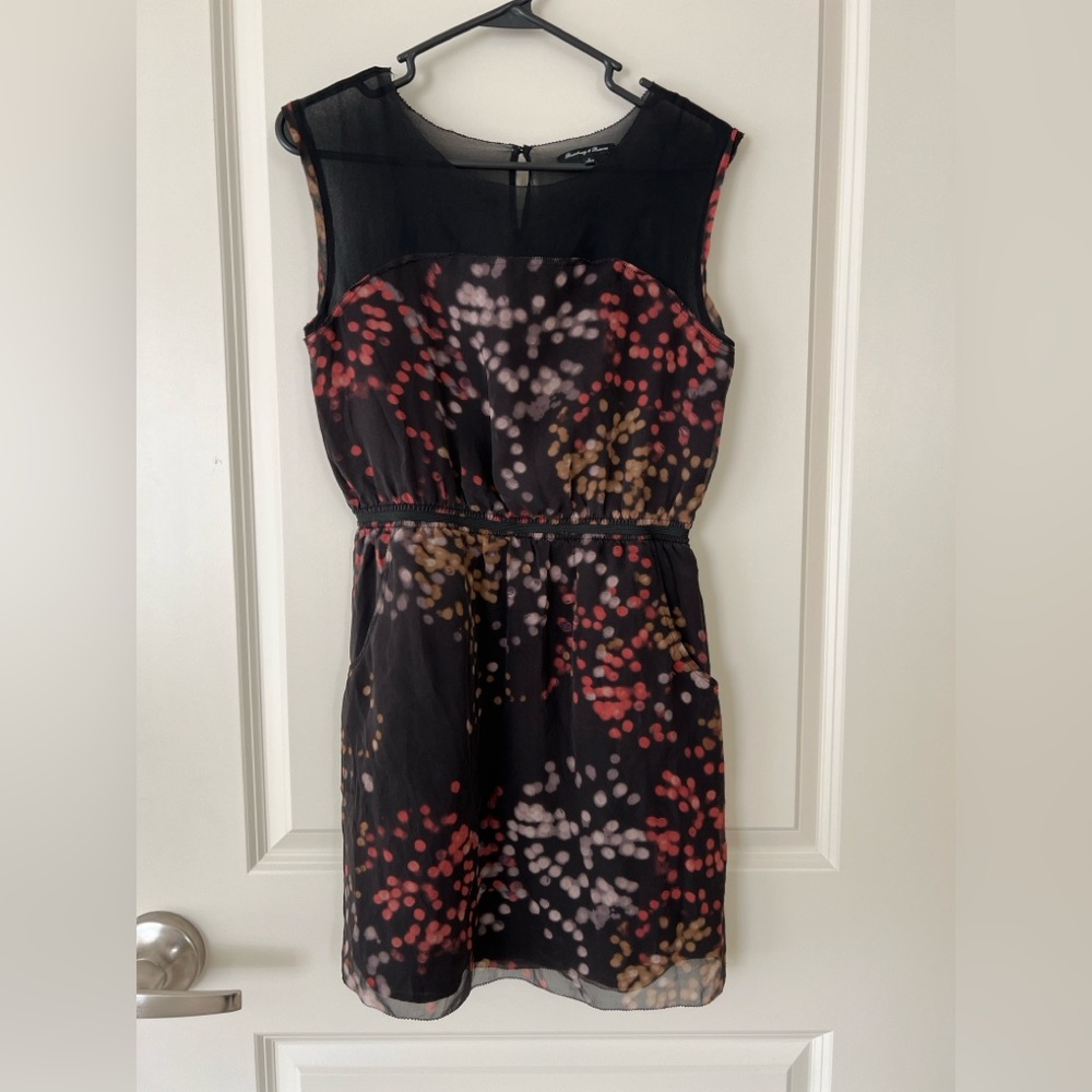Chic Black Mini Dress with Colorful Pattern